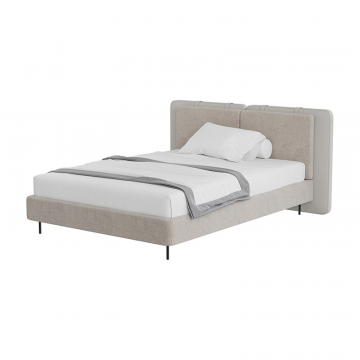 Кровать двуспальная Hub 140 см (бежевый, экокожа, рогожка)