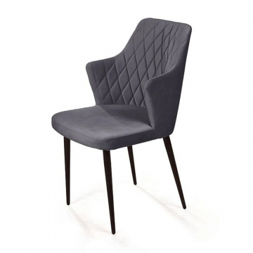 Стул с подлокотниками Hunt ромб, бархат серый 27 / чёрный конус