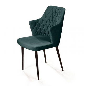 Стул с подлокотниками Hunt ромб, бархат зелёный 19 / чёрный конус