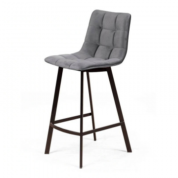 Стул полубарный UNO, бархат светло-серый 26/ чёрный конус