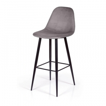 Стул барный TED, бархат серый 27 /опора конус