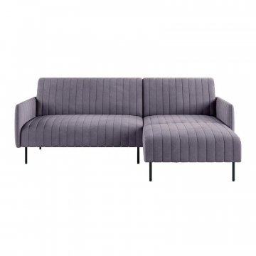 Baccara диван-кровать с шезлонгом, с подлокотниками, бархат серый 27