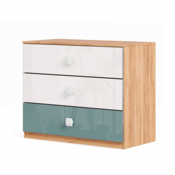 Агата Комод (Дуб Золотой/Белый/Сумеречный голубой)