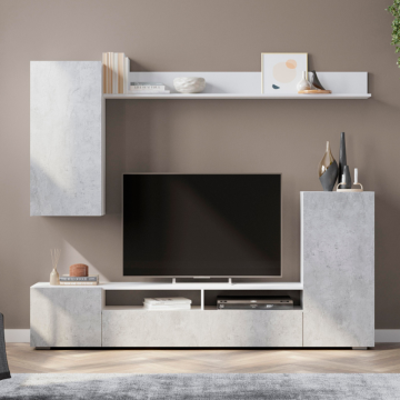 Готовая гостиная Oluwande белый / цемент светлый