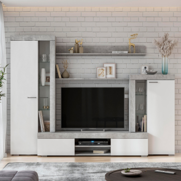 Готовая гостиная Swede цемент светлый / белый