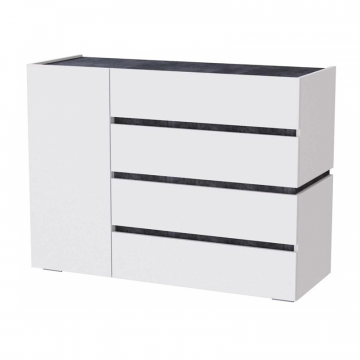 Комод Атлон белый / бетон темный