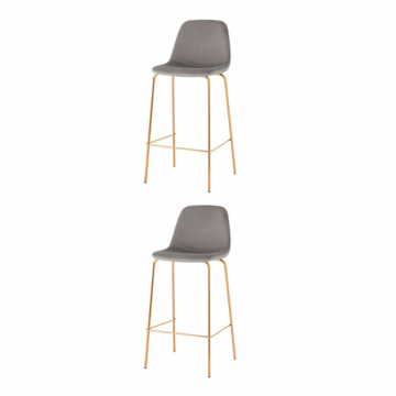 Комплект стульев барных Валенсия SN велюр серый золотые ножки 2 шт