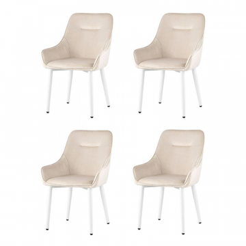 Комплект стульев Диана велюр кремовый ножки белые 4 шт