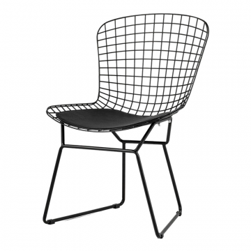 Комплект стульев обеденных Bertoia черный с черной подушкой 4 шт