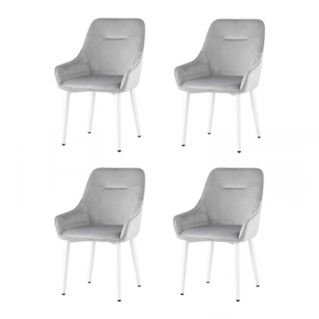 Комплект стульев Диана велюр серебристый ножки белые 4 шт