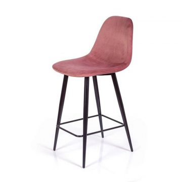 Стул полубарный TED, бархат пудровый 15 /опора конус