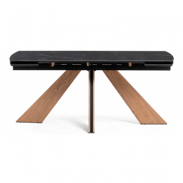 Керамический стол Шаннон 180(240)х90х79 черный мрамор / дуб монтана