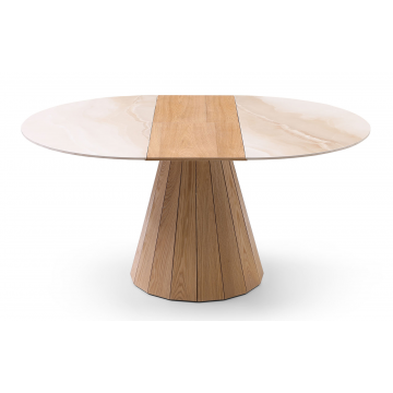 Стол раскладной Eterna 120-160, бежевая керамика/ясень