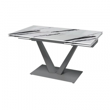 Стол раскладной Malibu (140+40+40), керамика глянцевая Panda White