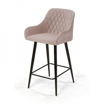 Стул полубарный Robert поворотный 360 градусов, бархат пепельно-бежевый 25