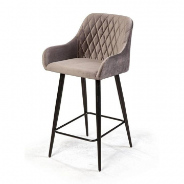 Стул полубарный Robert поворотный 360 градусов, бархат светло-серый 26