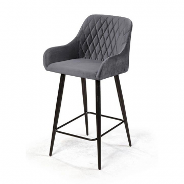 Стул полубарный Robert поворотный 360 градусов, бархат серый 27