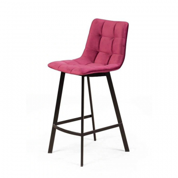 Стул барный UNO, бархат красный 16 new / чёрный профиль