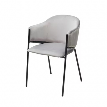 Стул ДИЛЛ, цвет H-09 Светло-серый, велюр / черный каркас