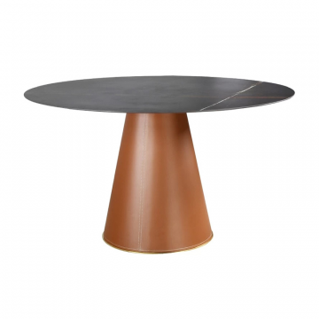 Обеденный стол круглый коричневый, ЧЕРНЫЙ EIVIN