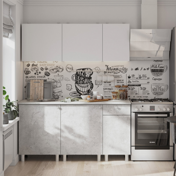 Кухонный гарнитур КГ 1 1.6 м, белый/цемент светлый