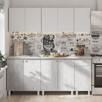 Кухонный гарнитур КГ 1 2.0 м, белый/цемент светлый