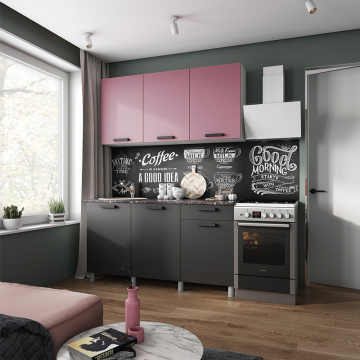 Кухня Осло, 1,5м Карбон Сакура/Карбон Вулкан