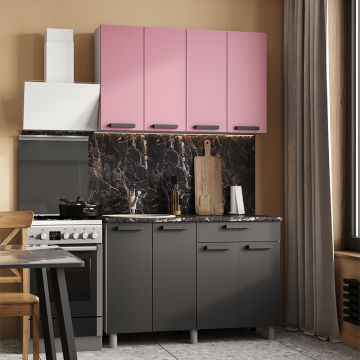 Кухня Осло, 1,2м Карбон Сакура/Карбон Вулкан