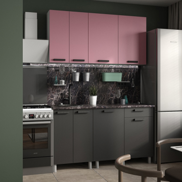 Кухня Осло, 1,6м Карбон Сакура/Карбон Вулкан