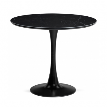 Керамический стол Тулип 90х73 черный мрамор / черный
