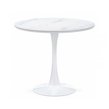 Керамический стол Тулип 90х73 белый мрамор / белый