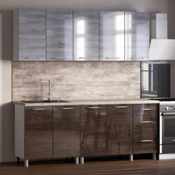 Кухня Танго 2м., Шале серебро; Шале дуб мореный