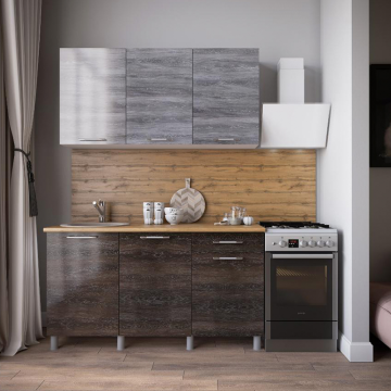 Кухня Танго 1.5м., Шале серебро; Шале дуб мореный