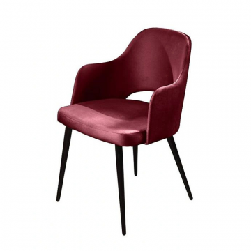 Стул William с подлокотниками, бархат винно-красный 16/ черный конус