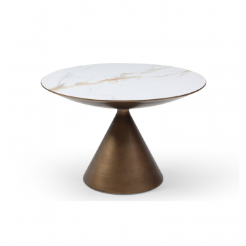 Стол Donna 120, белая керамика/бронза