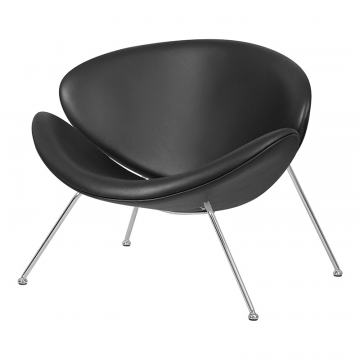 Кресло дизайнерское DOBRIN EMILY, черный винил YP16, хромированная сталь