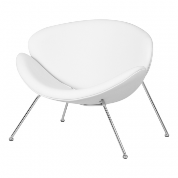 Кресло дизайнерское DOBRIN EMILY, белый винил YP17, хромированная сталь