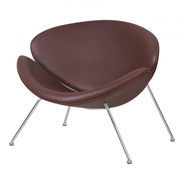 Кресло дизайнерское DOBRIN EMILY, коричневый винил YP5, хромированная сталь