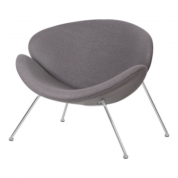 Кресло дизайнерское DOBRIN EMILY, серая ткань AF7, хромированная сталь