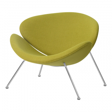 Кресло дизайнерское DOBRIN EMILY, светло-зеленая ткань AF3, хромированная сталь