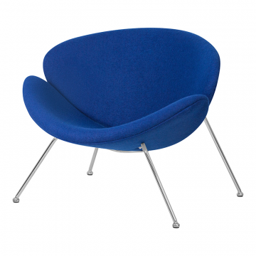 Кресло дизайнерское DOBRIN EMILY, синяя ткань AF6, хромированная сталь