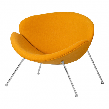 Кресло дизайнерское DOBRIN EMILY, желтая ткань AF13, хромированная сталь