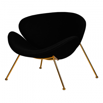 Кресло дизайнерское DOBRIN EMILY, черный винил YP16, золотое основания