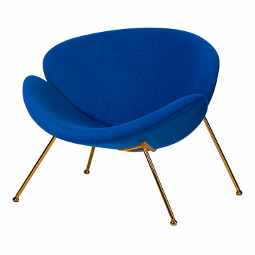 Кресло дизайнерское DOBRIN EMILY, синяя ткань AF6, золотое основание