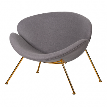 Кресло дизайнерское DOBRIN EMILY, серая ткань AF7, золотое основание