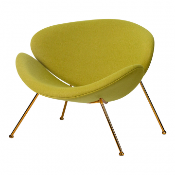 Кресло дизайнерское DOBRIN EMILY, светло-зеленая ткань AF3, золотое основание