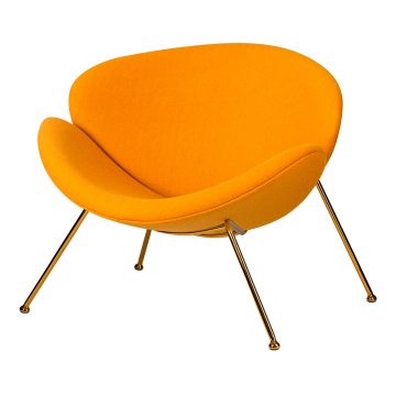 Кресло дизайнерское DOBRIN EMILY, желтая ткань AF13, золотое основание