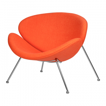 Кресло дизайнерское DOBRIN EMILY, оранжевая ткань AF, хромированная сталь