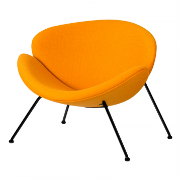 Кресло дизайнерское DOBRIN EMILY, желтая ткань AF13, черное основание