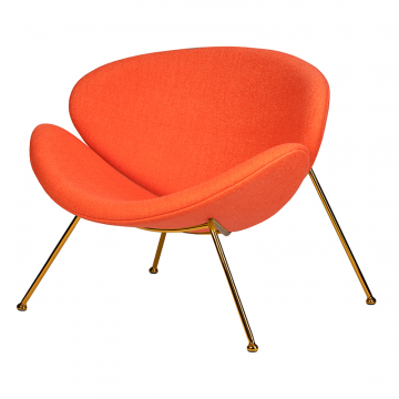 Кресло дизайнерское DOBRIN EMILY, оранжевая ткань AF, золотое основание
